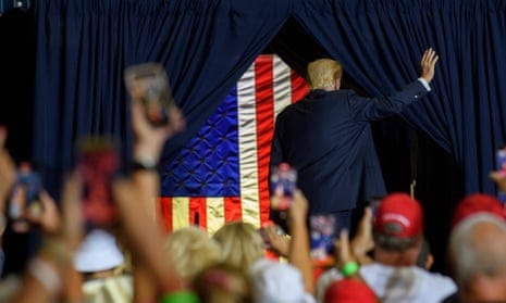 Donald Trump waves at a rally to support JD Vance and Jim Jordan in Youngstown, Ohio, in September. 