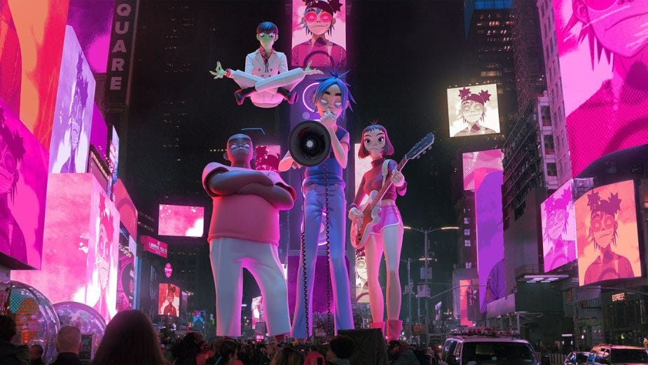 I Gorillaz sui formati out of home di Times Square e Piccadilly Circus per  un'esperienza immersiva