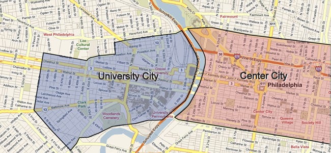 University City, just to the west of Philadelphia's Center City area.