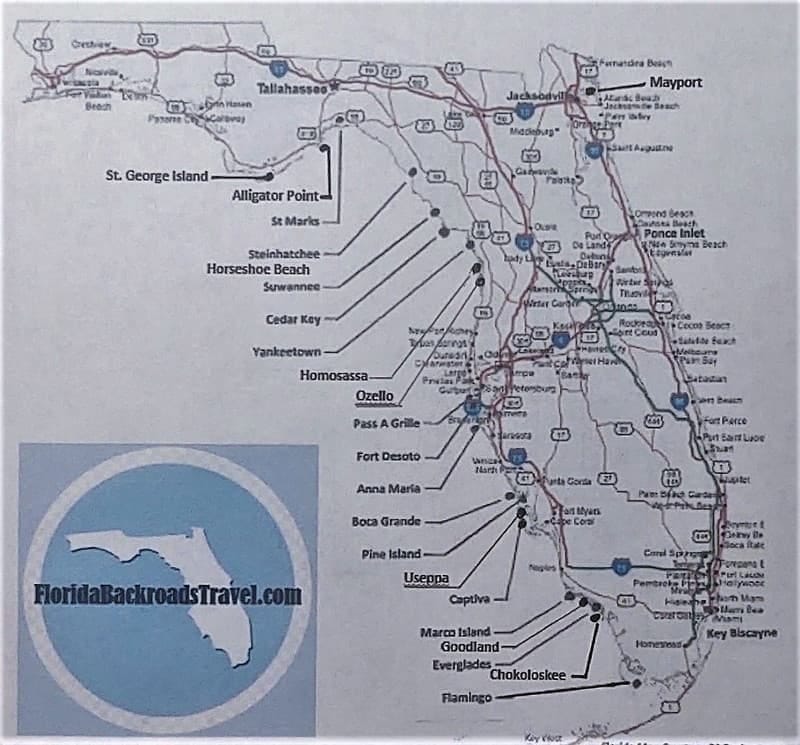 Map of Florida End of the Road Towns
