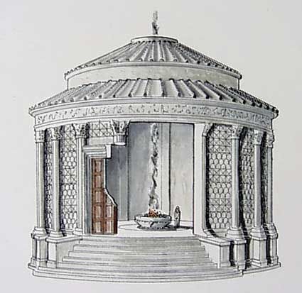 Reconstruction of Vesta's temple - an illustration.
