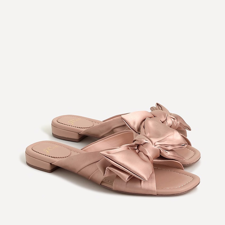 j.crew: abbie bow sandals in satin for women, right side, view zoomed