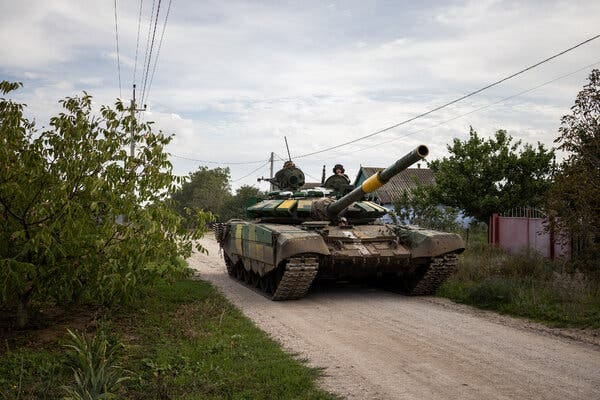 A Ukrainian tank this month in a village in southern Ukraine.