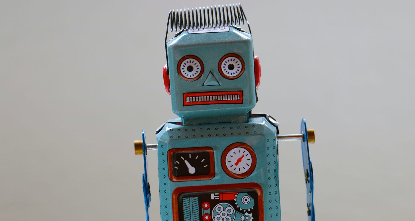 Close-up of a retro robot toy