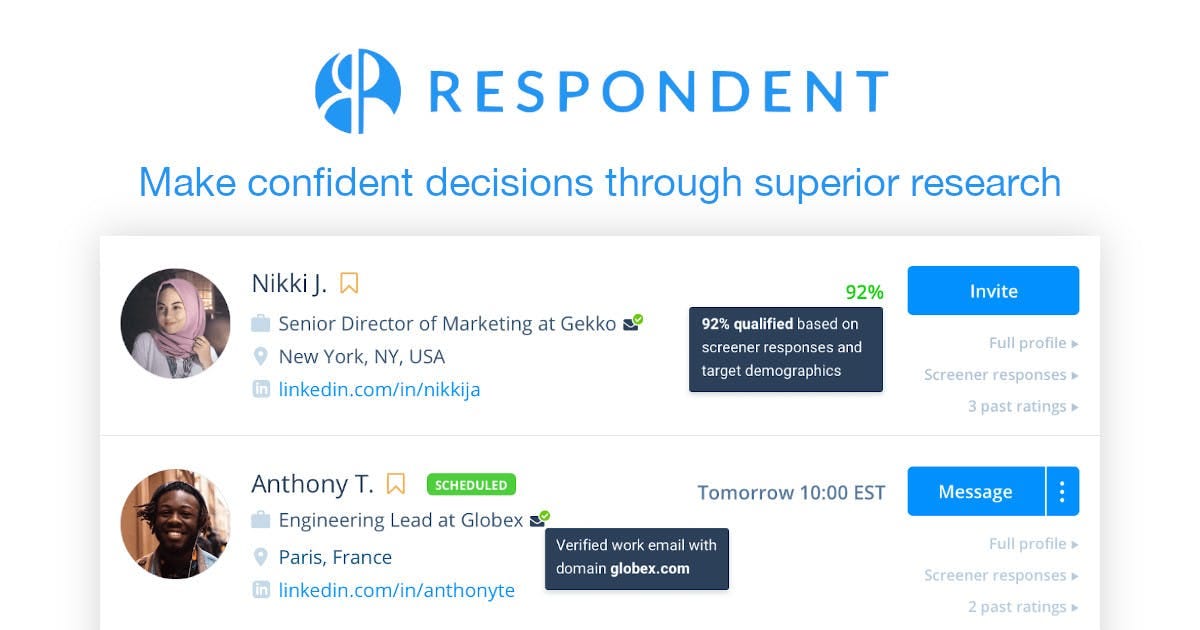 Connect with the highest quality respondents in the world | Respondent