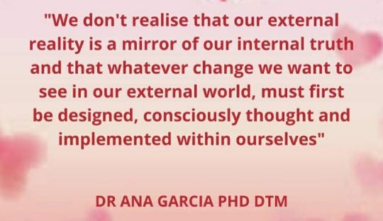 External reality is a mirror of your inner truth - change in external world starts from within.