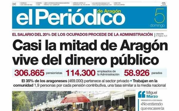 Portada del pasado 5 de Junio de "El Periódico de Aragón"