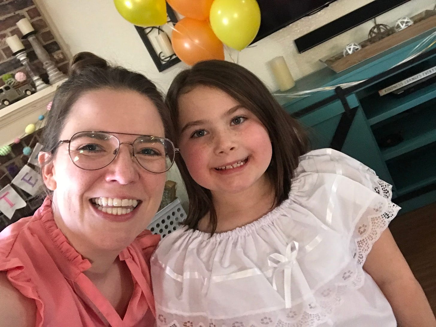 Holly and Audrey selfie at Audrey's ninth birthday party.