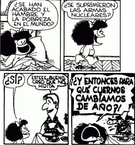 Mafalda – Feliz año nuevo | Mafalda frases, Refranes sarcásticos, Mafalda