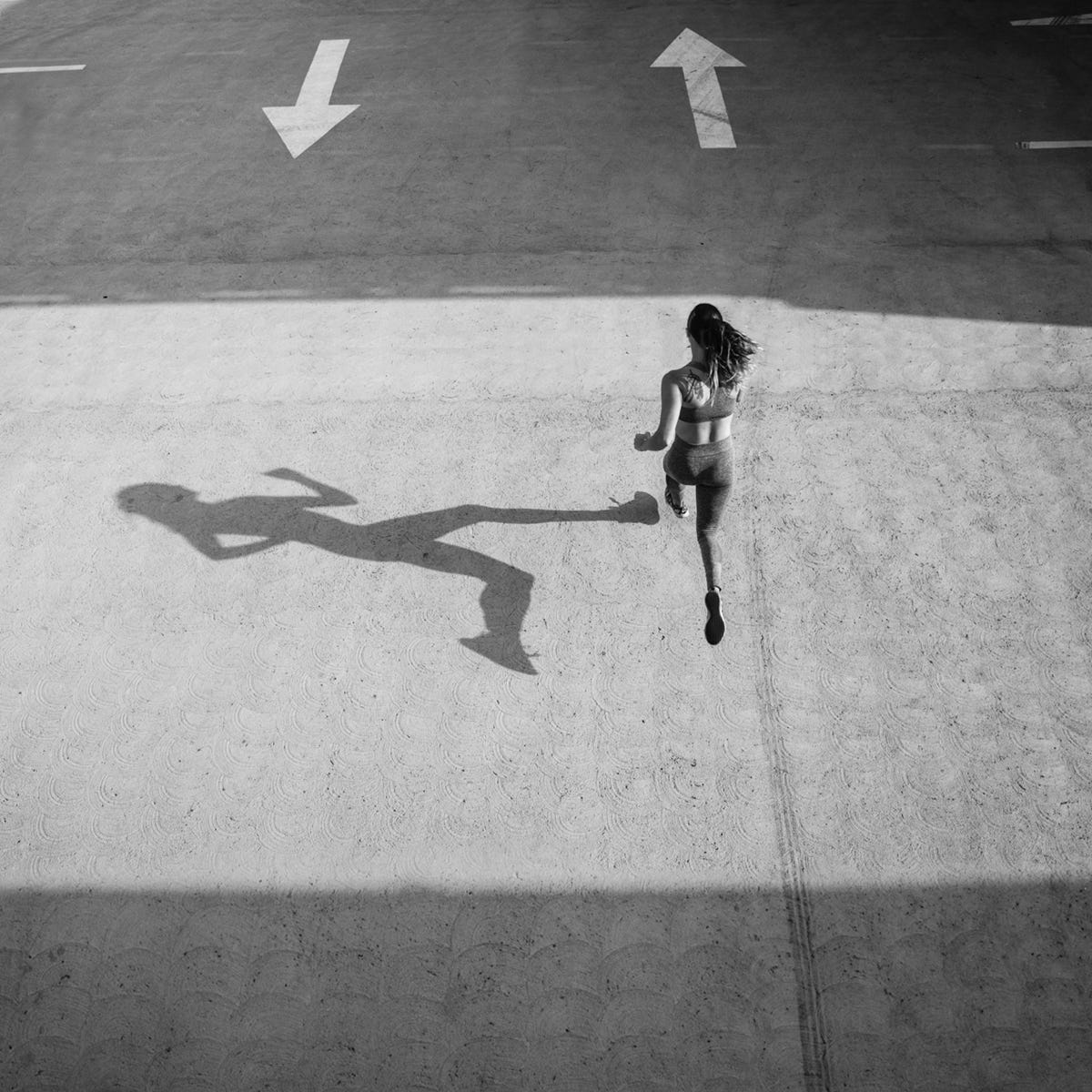 Runner with Shadow Shot from Above