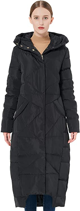 Orolay Women&#39;s Puffer Down Coat Winter Maxi Jacket with Hood