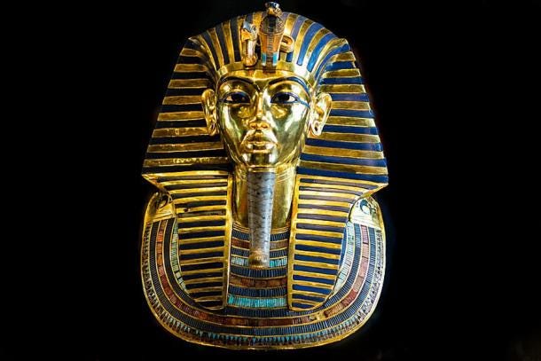 The famous burial mask of King Tutankhamun on display at the Egyptian Museum in Cairo, Egypt (CC by SA 2.0)