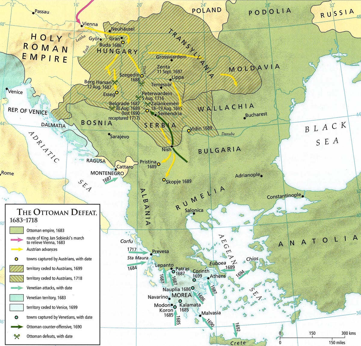 Map - Ottoman Defeat 1683-1718