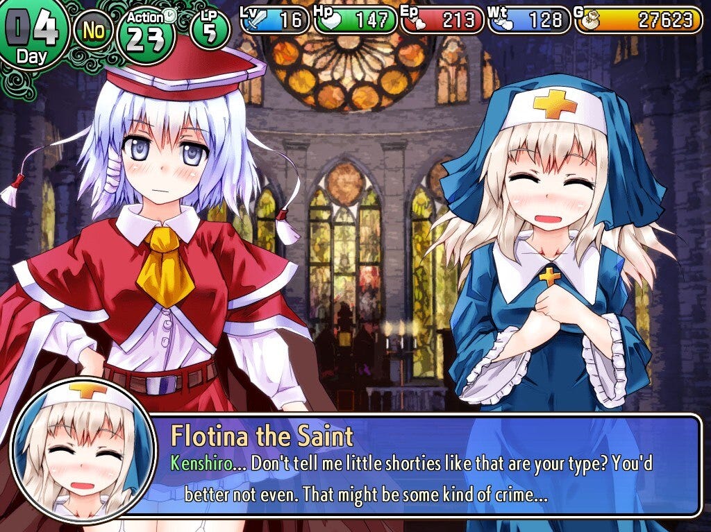 Flotina the Saint teases the character by implying he's into lolis