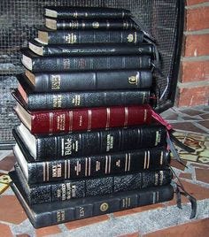 Stack of Bibles (various translations)