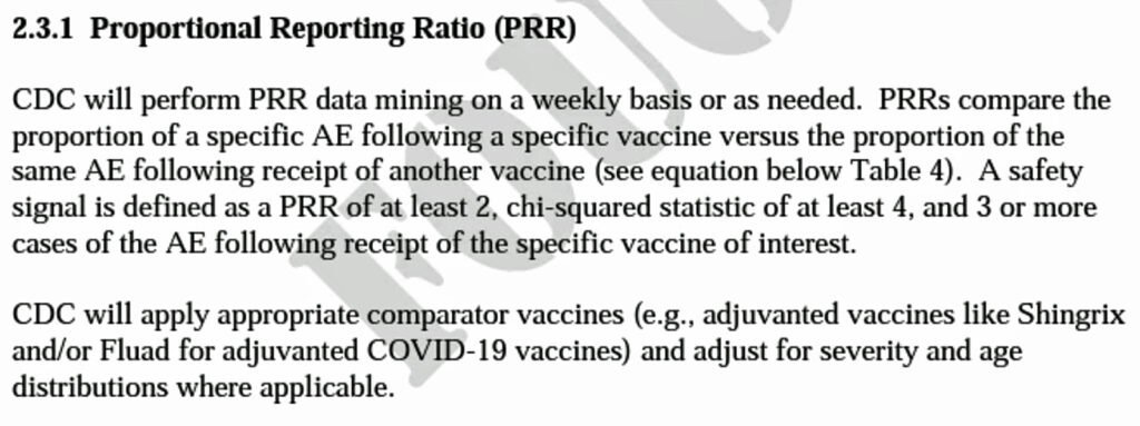proportional reporting ratio prr