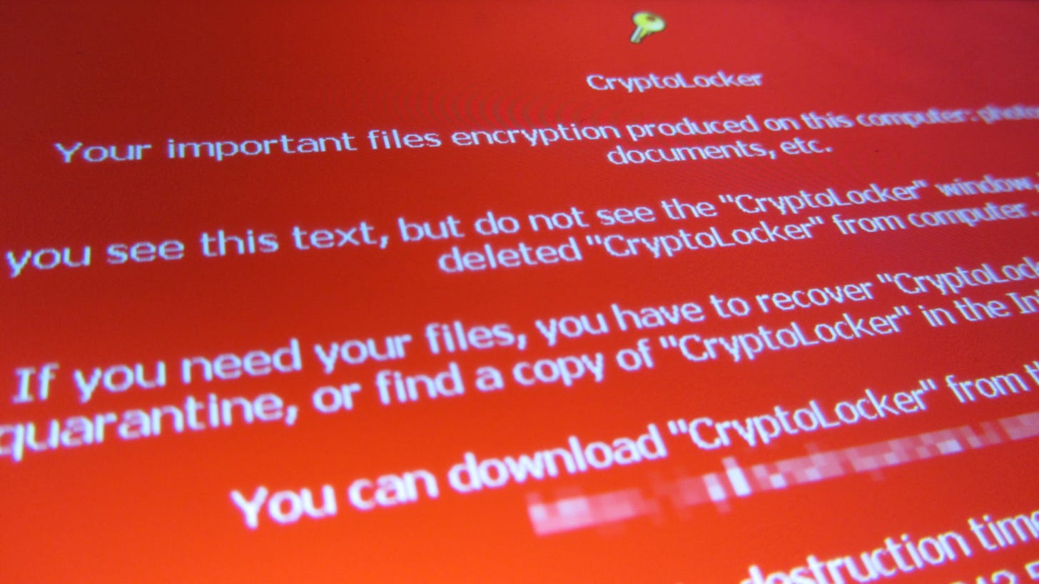 "Cryptolocker ransomware" by Christiaan Colen is licensed under CC BY-SA 2.0