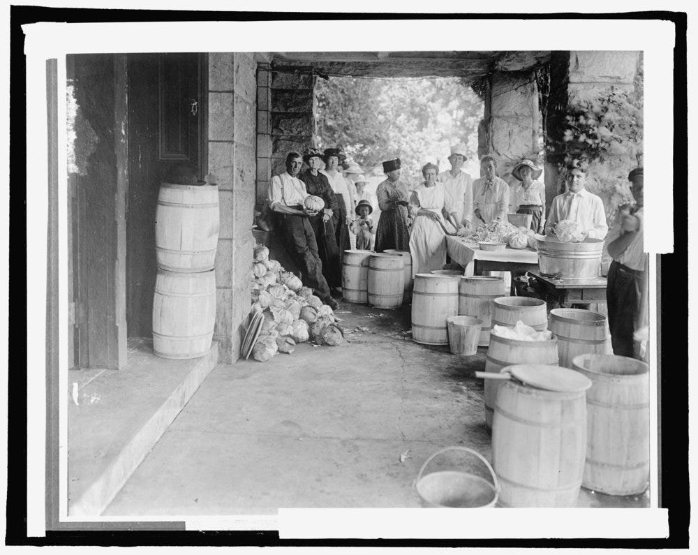 Making Sauerkraut, photo from the Library of Congress.