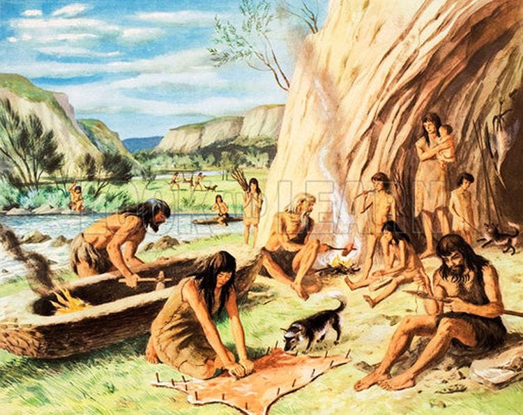 Cave people of the old stone age (Original Macmillan Poster) by 20th Century unidentified artist ...