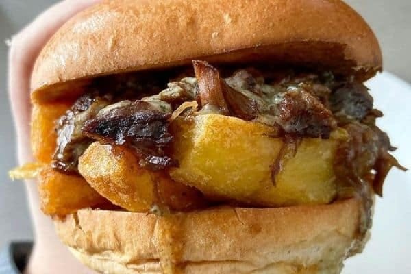 Chip Butty with Pulled Beef