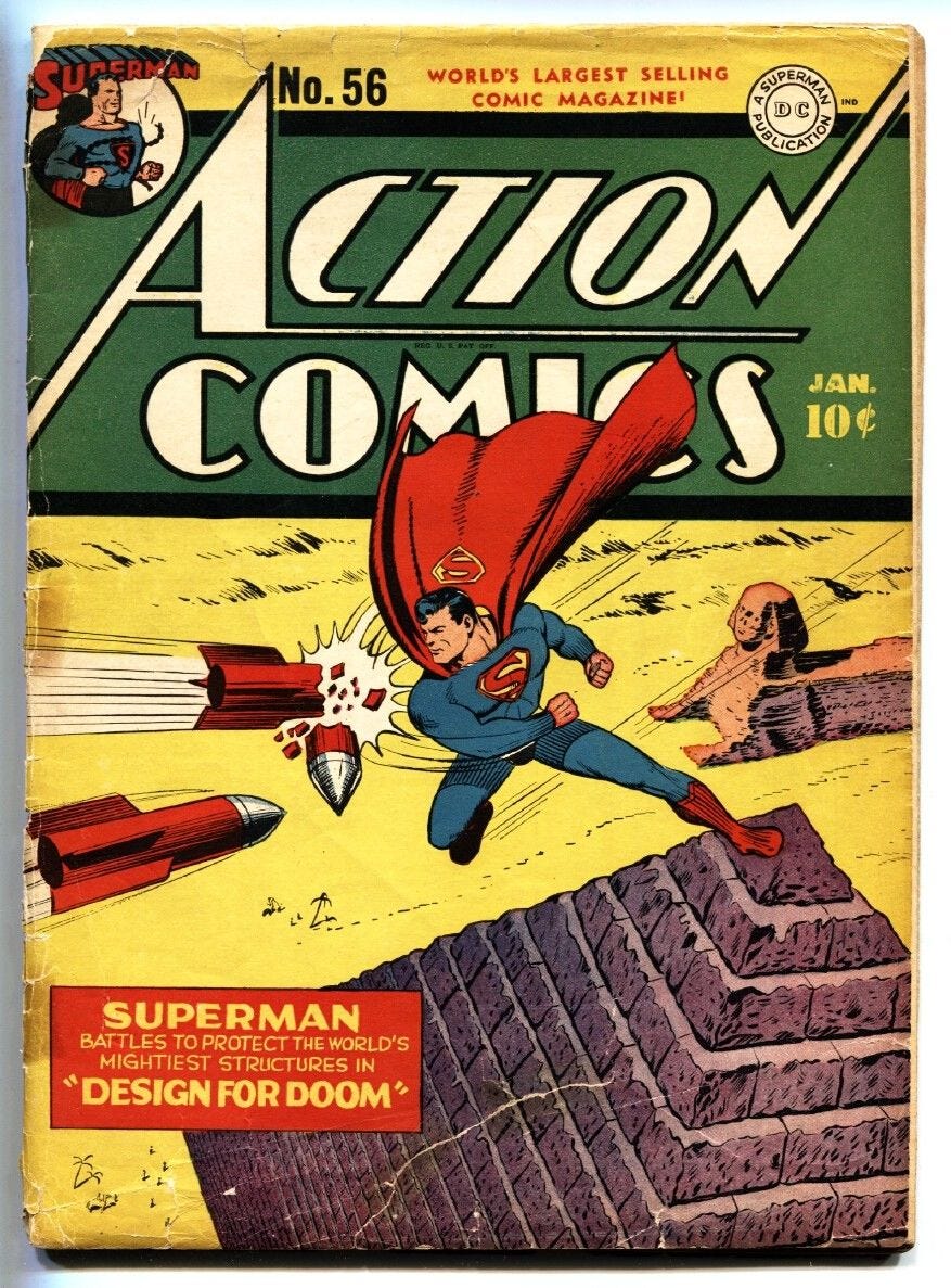 ACTION COMICS #56-SUPERMAN-1943-Egyptian Pyramid cover-DC GOLDEN-AGE /  HipComic