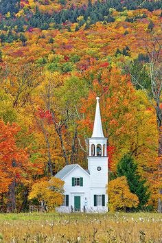 This contains an image of: New England White Steeple Wonalancet Union Church by Juergen Roth
