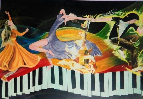 dance,Music,Passion,Passion of dance with music,ART_1454_12036,Artist : Sudha  Sharma,Oil