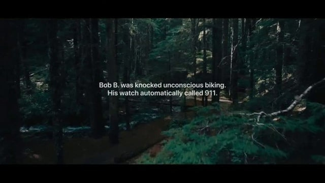New apple iWatch ad: SAR scenario. Mixed emotions as I had a friend die  like this… he bled out in the woods after a mountain-bike fall. But  wondering how many false-positives this