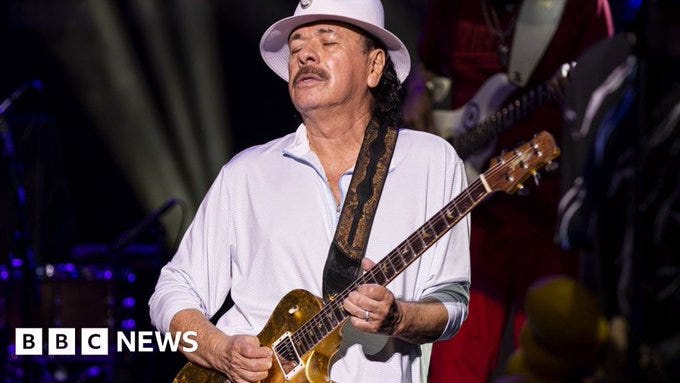 Carlos Santana performs in in Clarkston, Michigan. Photo: 5 July 2022