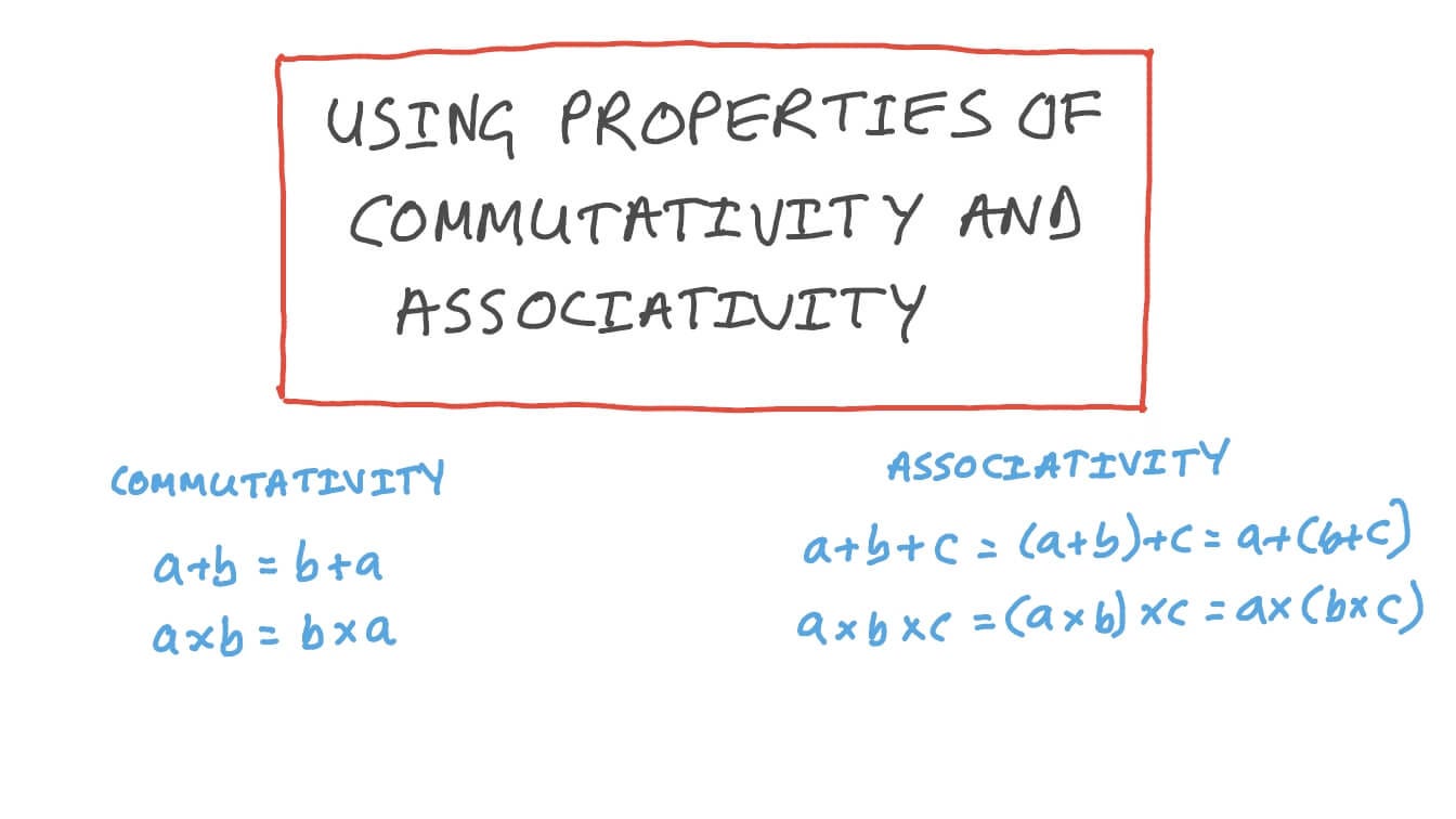 Lesson Video: Using Properties of Commutativity and Associativity | Nagwa