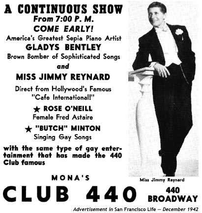 Gladys Bentley at Mona's Club 440, San Francisco - 1942