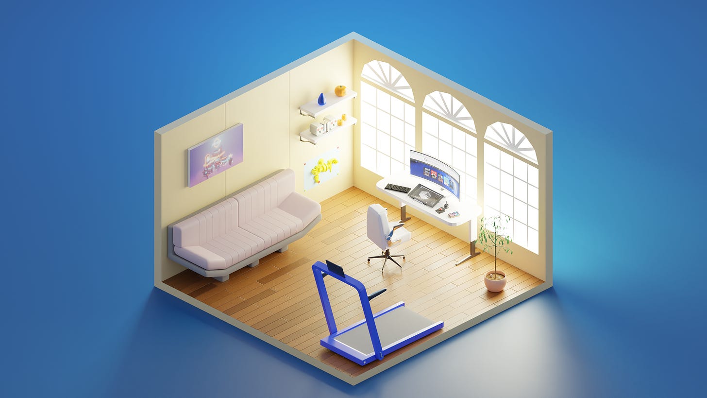 Stylized illustration of a home office