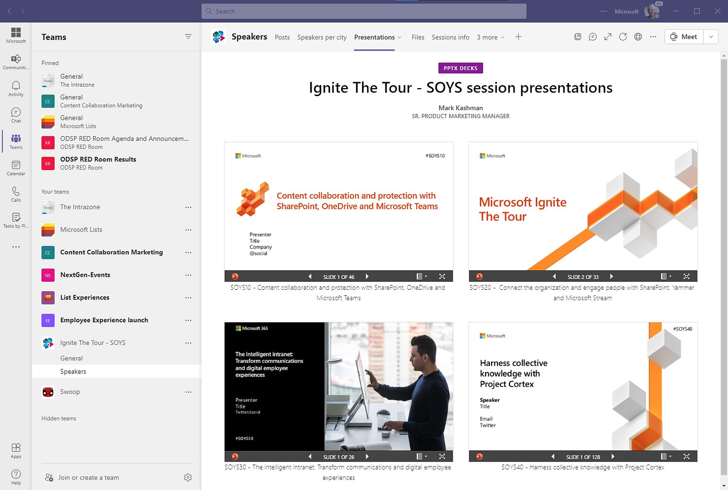 A SharePoint page added to a Microsoft Teams team as a tab in a channel.