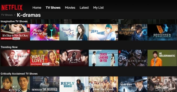 Netflix has a strategy to acquire more Korean content. Screen captured from Netflix
