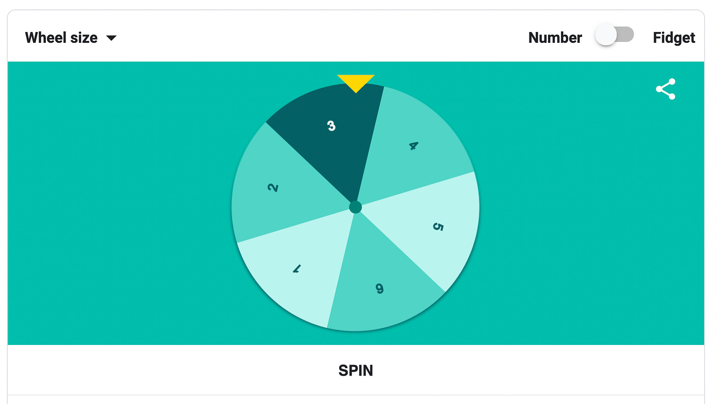 A screenshot of the little app you can use when you google "spinner"