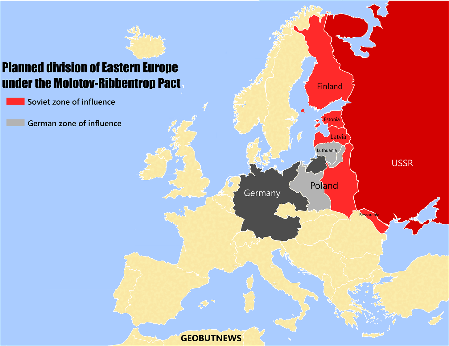 Planned division of Eastern Europe under the Molotov-Ribbentrop Pact :  r/MapPorn