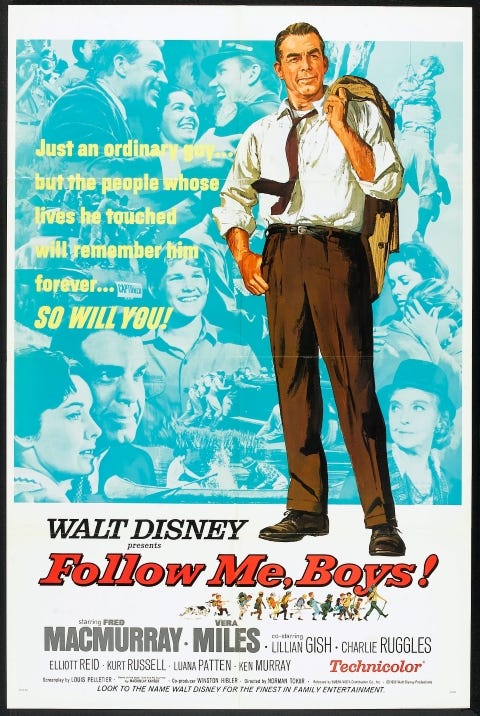 Original theatrical release poster for Walt Disney's Follow Me, Boys!