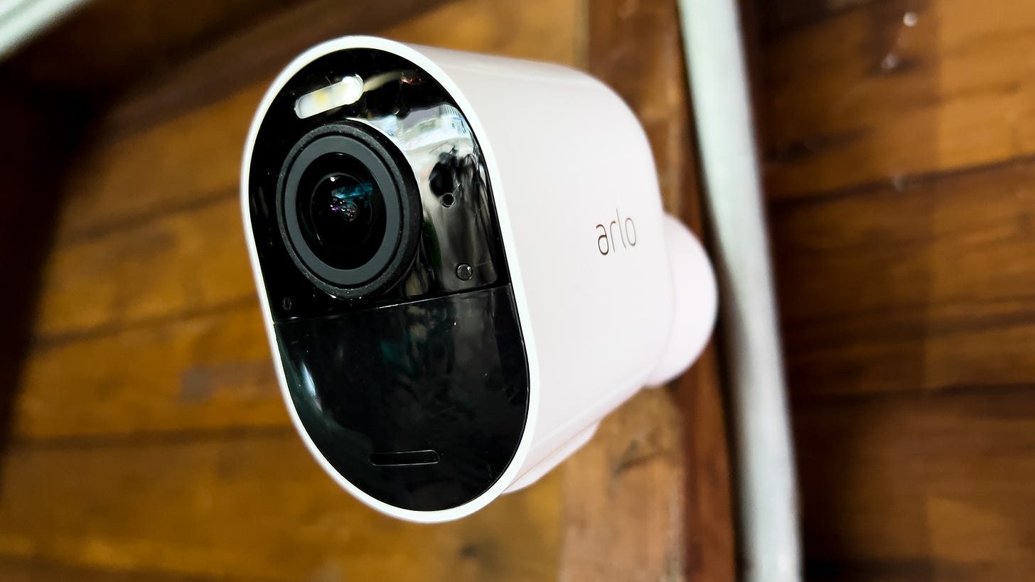 An Arlo Ultra 2 attached to a wall