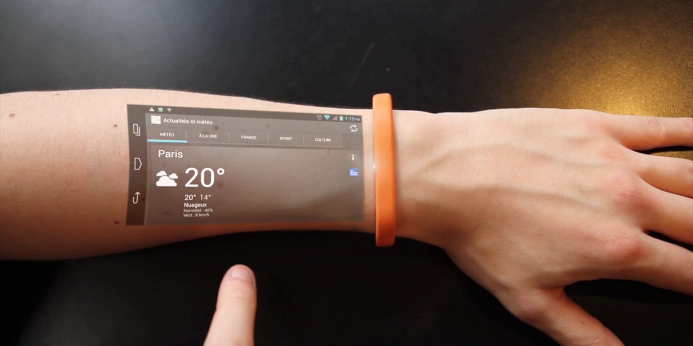 The Cicret Bracelet puts a smartphone display on your arm with ...