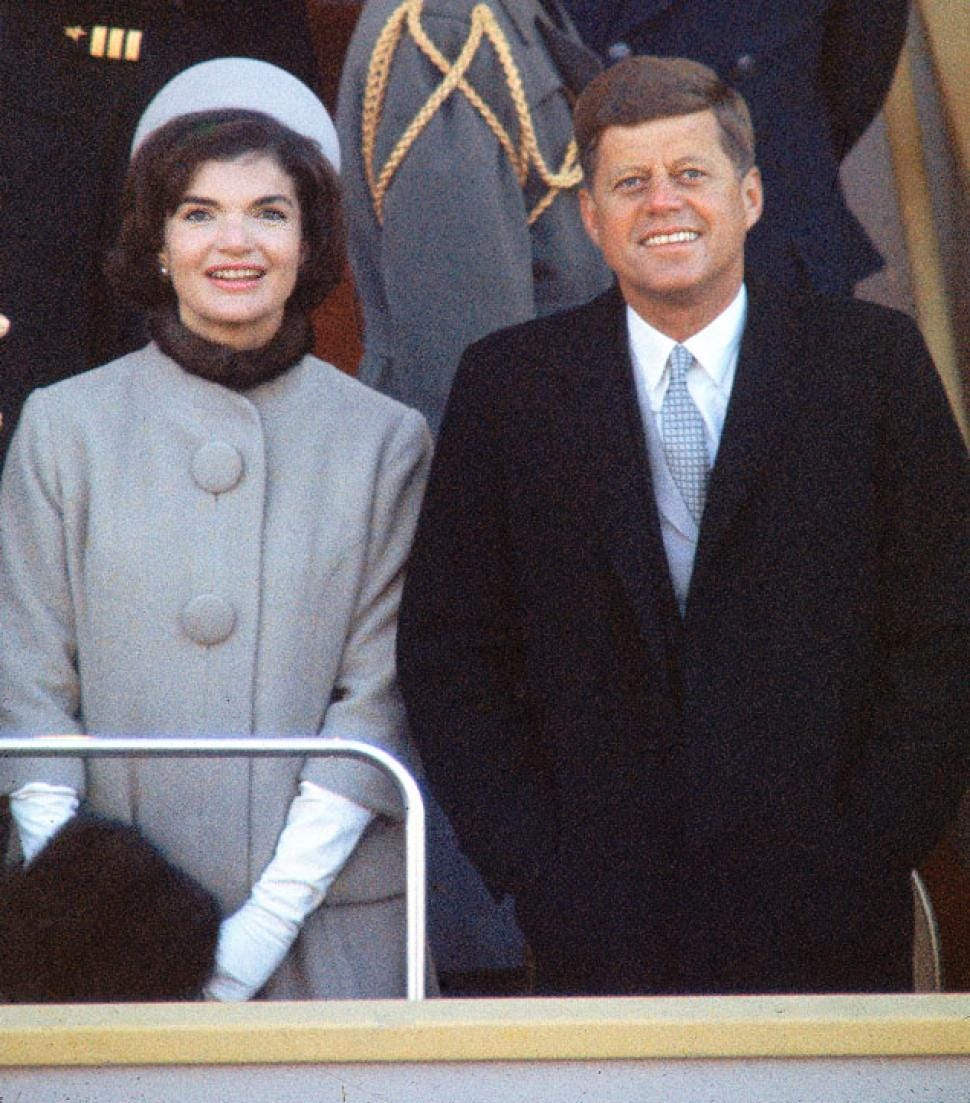 Jacqueline and John F. Kennedy at his Inauguration, 1961.