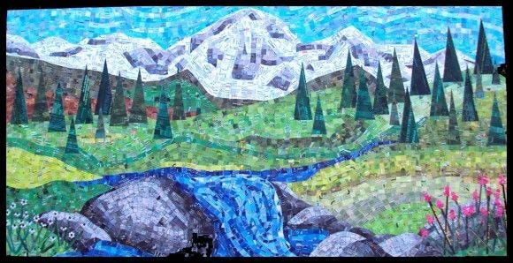collage of mountains - Google Search | Landscape mosaic, Cool artwork,  Recycled art