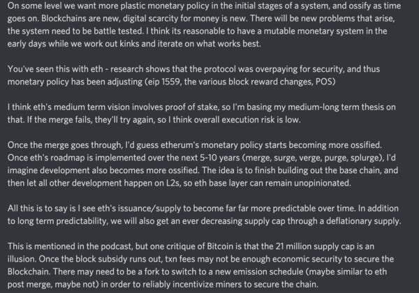 On Ethereum and its non-deterministic supply