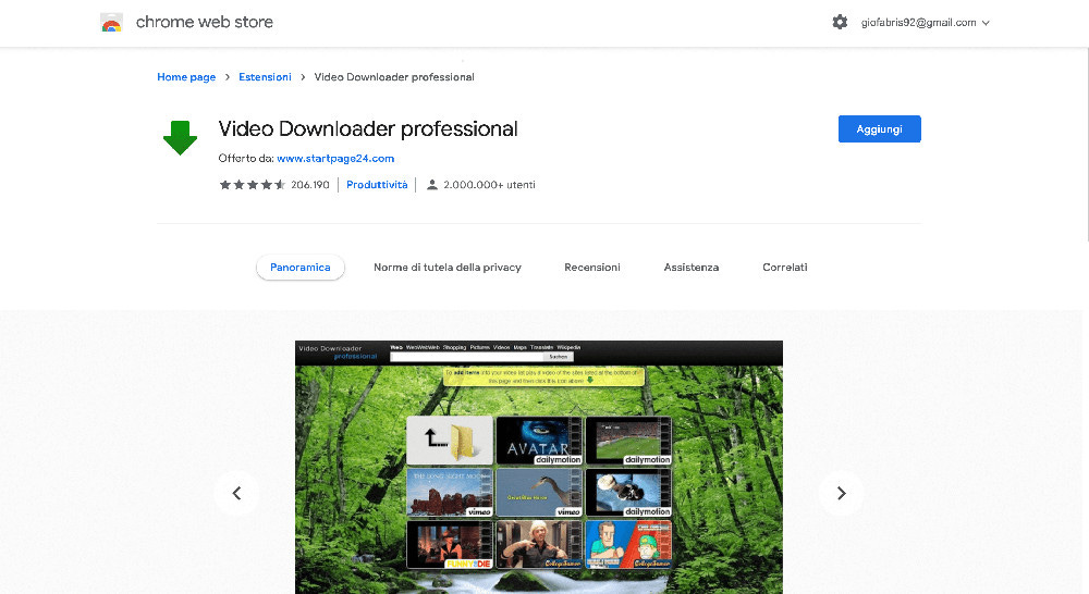 Video Downloader Professional estensione Google Chrome per scaricare video