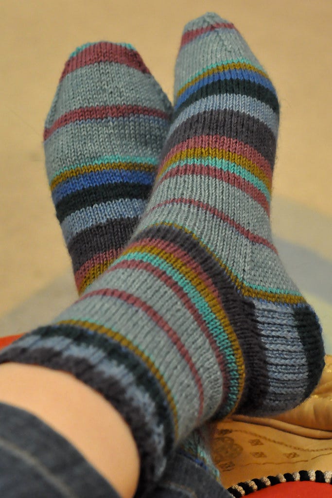 "My first go at knitting socks" by hddod is marked with CC BY-NC-ND 2.0.