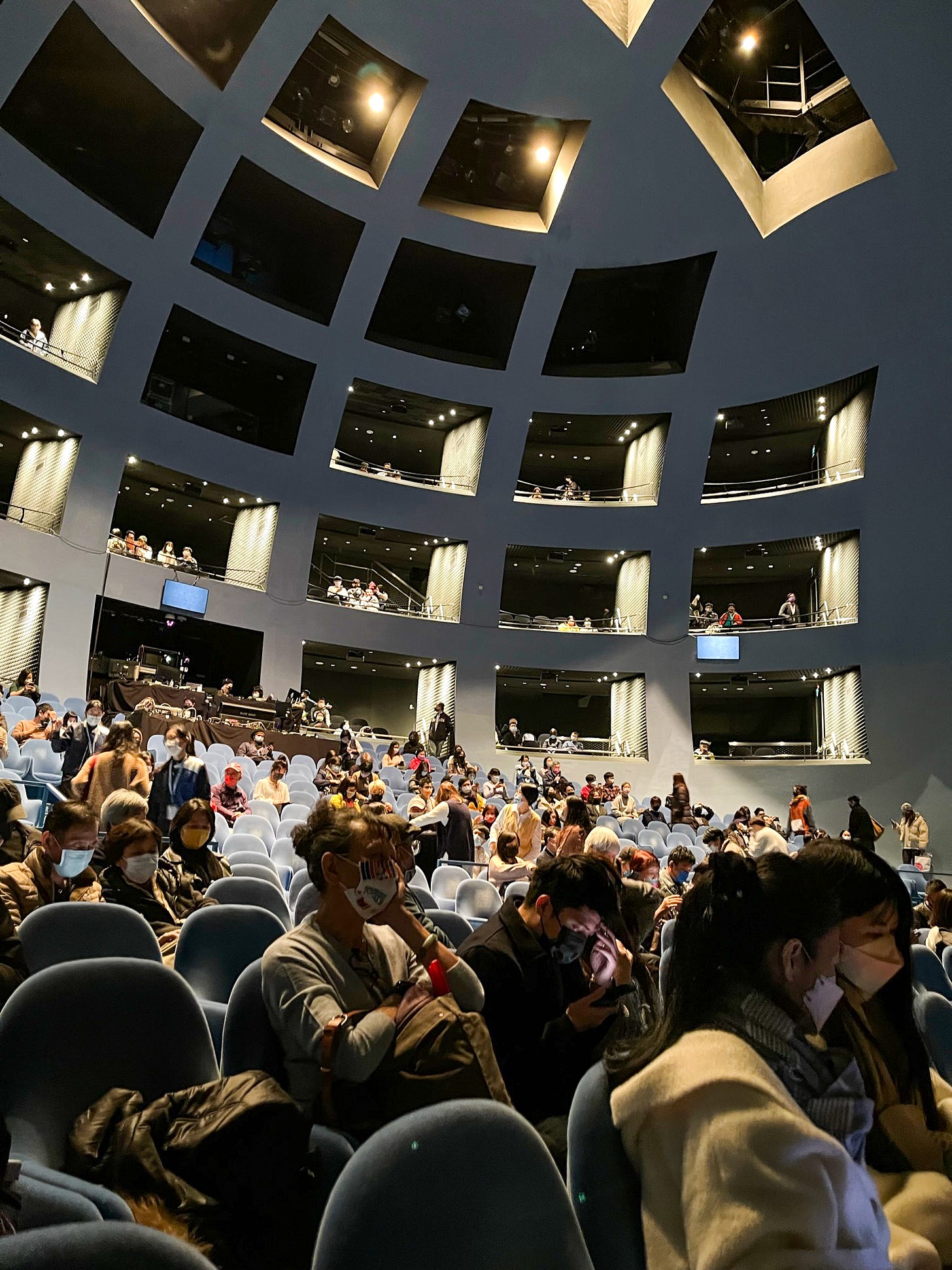 The curved walls of the main performance hall in the newly-opened Taipei Performing Arts Center
