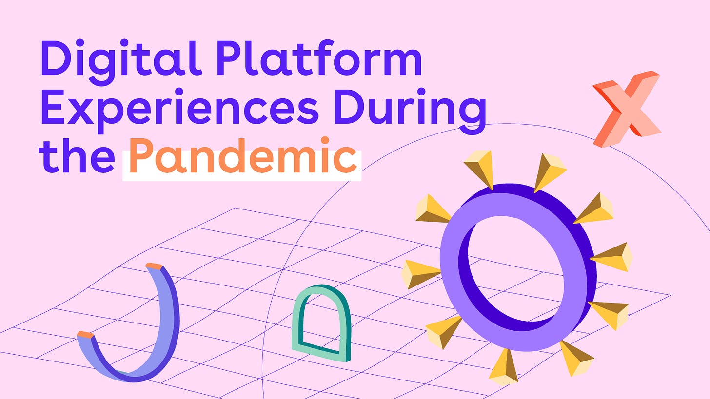 A design using colorful shapes and the text "Digital Platform Experiences During the Pandemic"