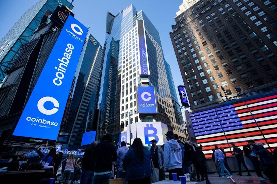 Coinbase Tumbles From Opening Price in Nasdaq Debut