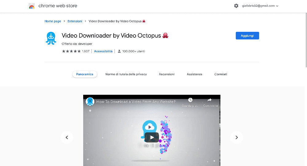 Video Downloader by Video Octopus estensione Google Chrome per scaricare video