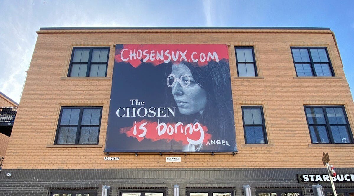 The Christian show "The Chosen" vandalized its own billboards to generate buzz | A "defaced" billboard