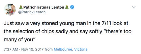 Screenshot of a funny tweet about chips